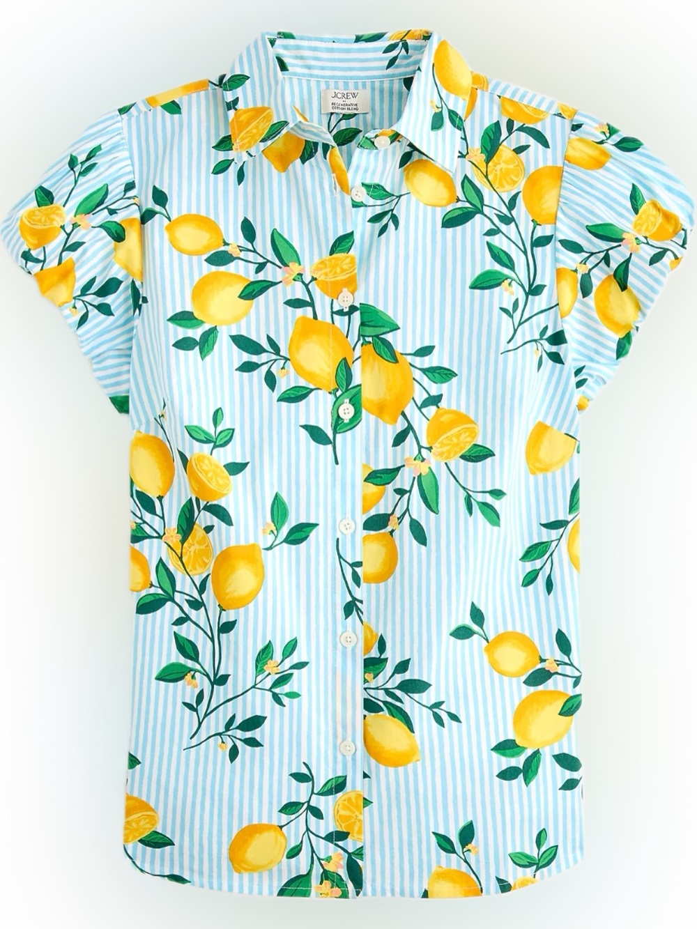 Puff-sleeve button-up